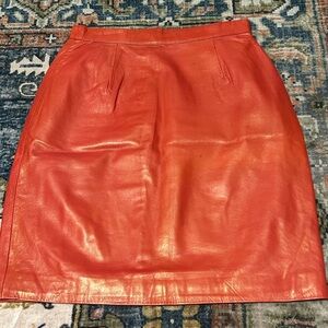 Vintage Red leather Tannery West high waisted skirt 6